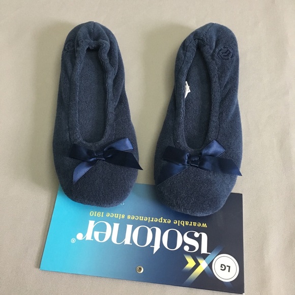 isotoner navy blue slippers